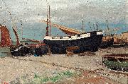 George Willison Boats on the shore Germany oil painting artist